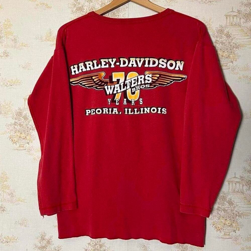 Vintage 90s Harley Davidson Peoria Henley | Walters Bros | Fits M